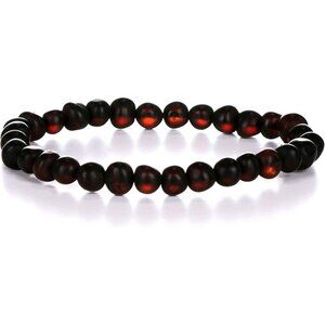 Raw Baltic Amber Bracelet - Handmade Luxury in Dark Cherry for Men and Women
